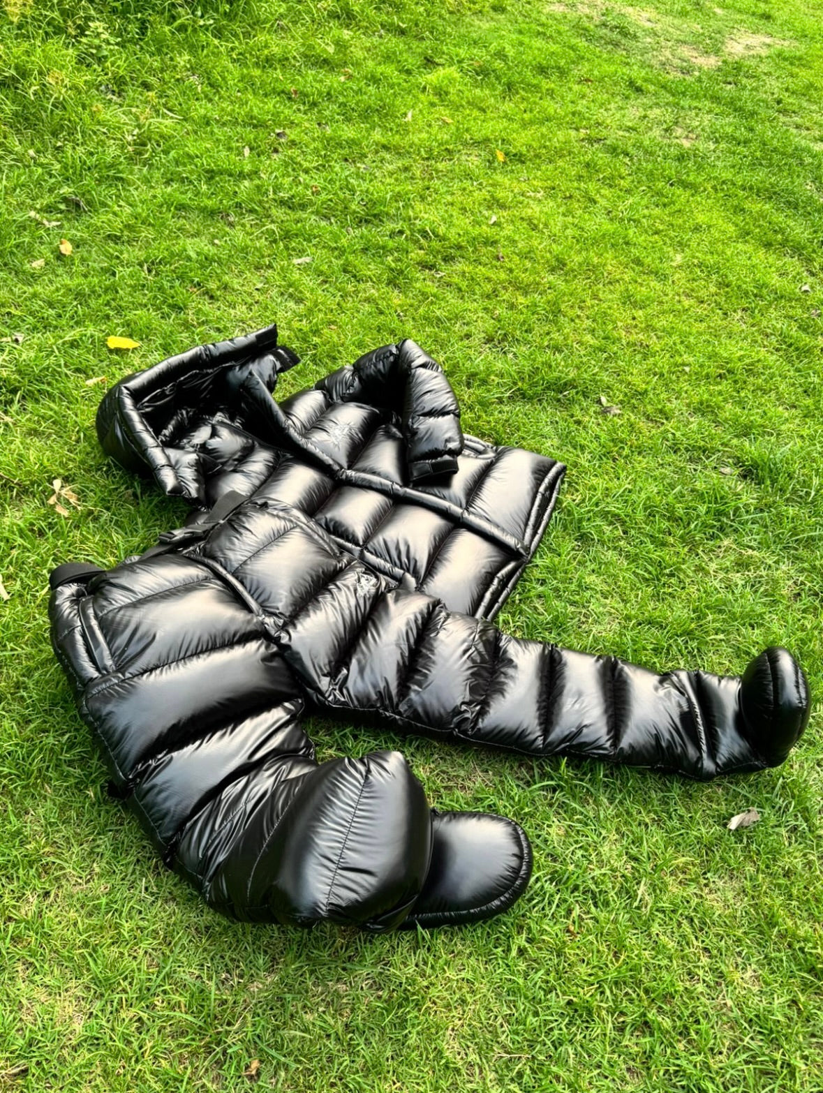 Shiny Black Nylon Jacket and Pant