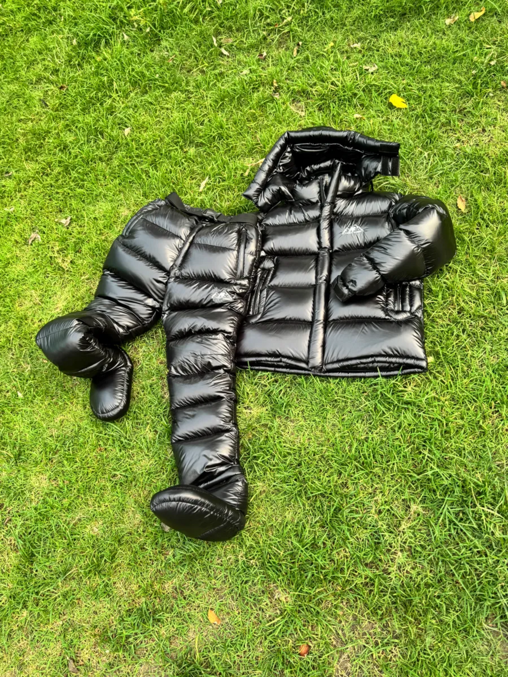 Shiny Black Nylon Jacket and Pant