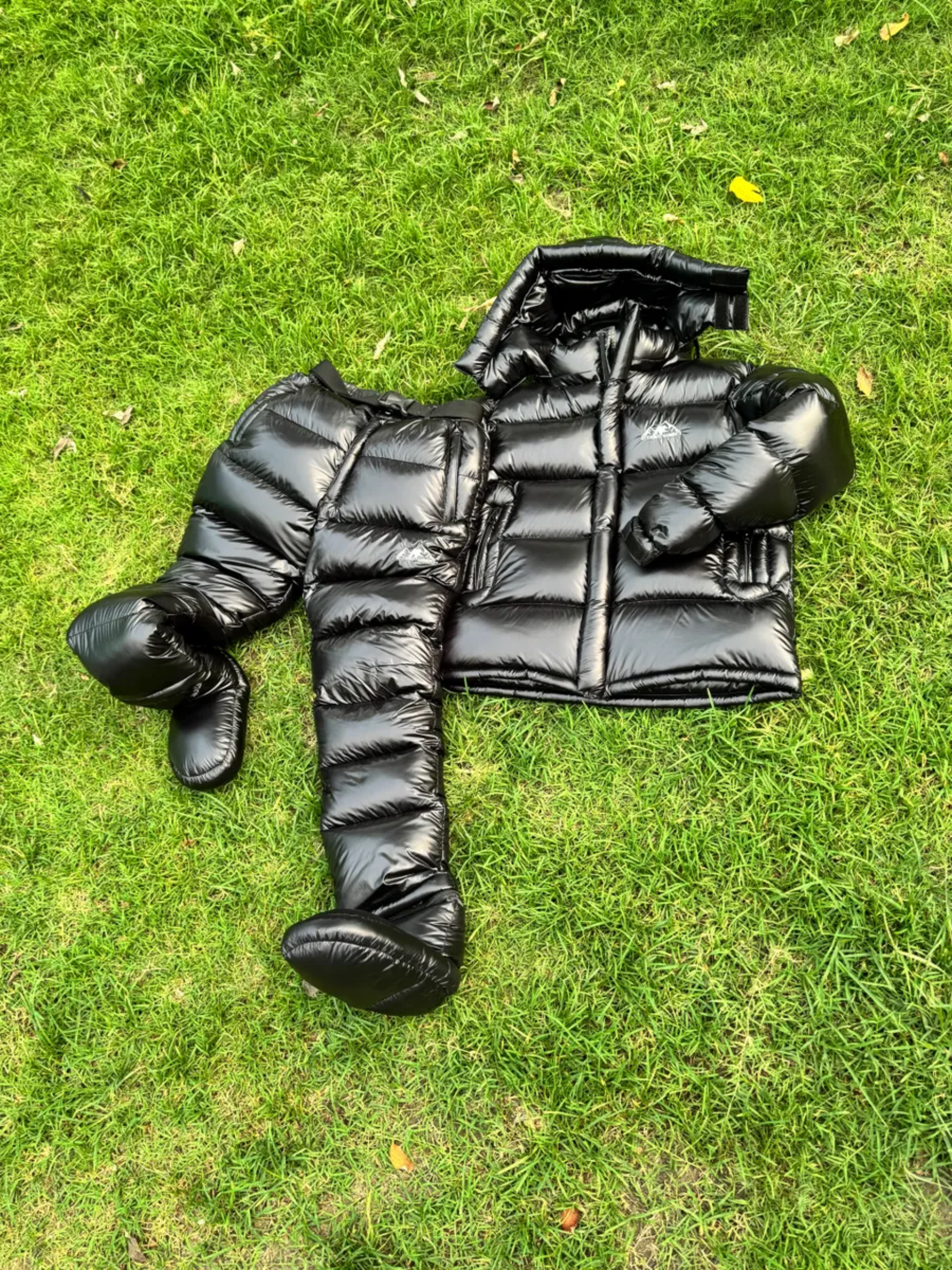 Shiny Black Nylon Jacket and Pant